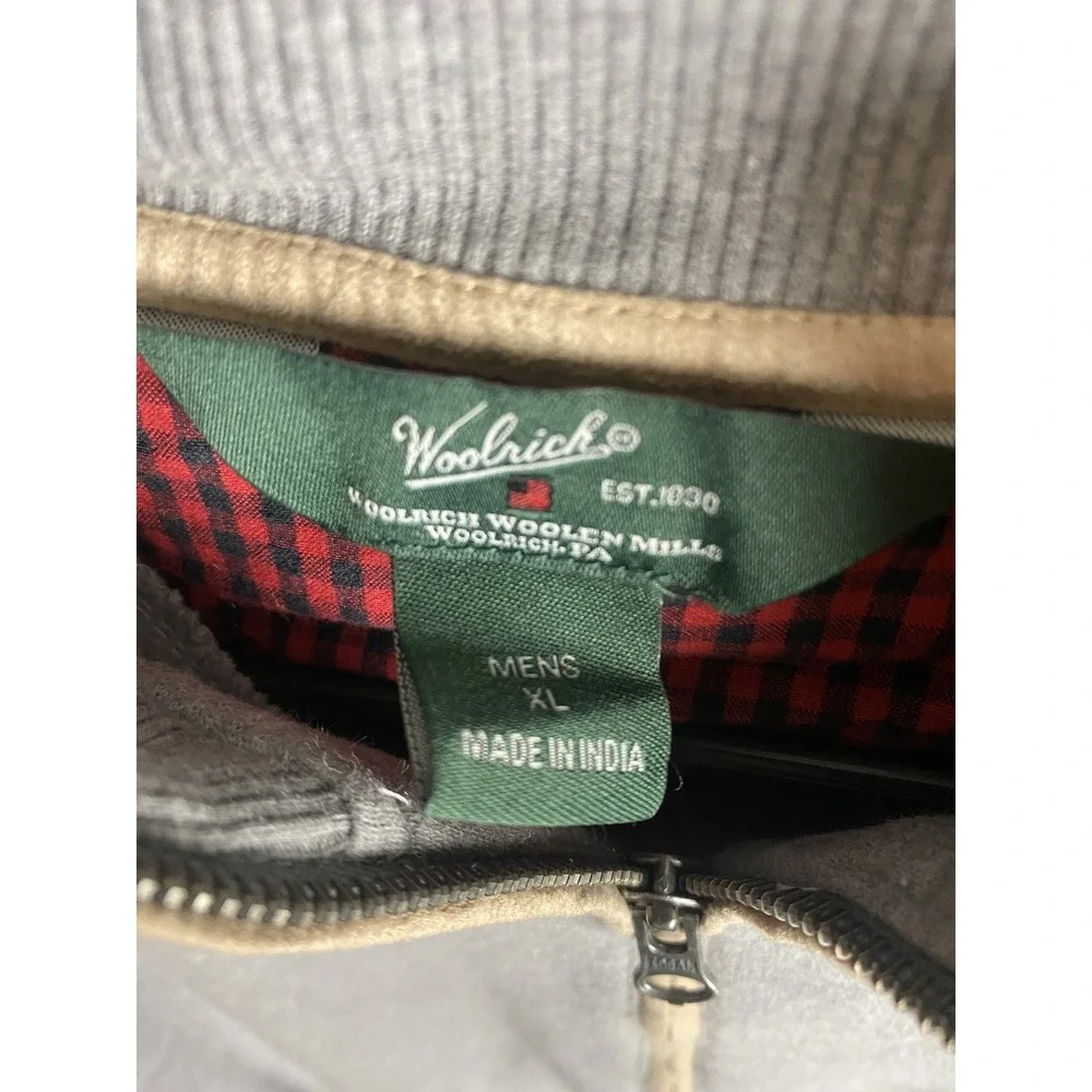 Woolrich Quarter Zip Mens XL Gray Cotton Sweater Jacket